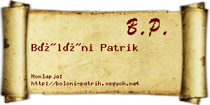 Bölöni Patrik névjegykártya