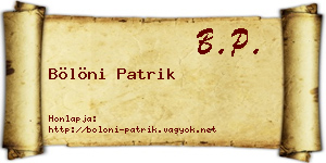 Bölöni Patrik névjegykártya